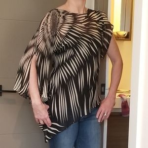 Zara Basic asymmetrical, zebra pattern sheer top